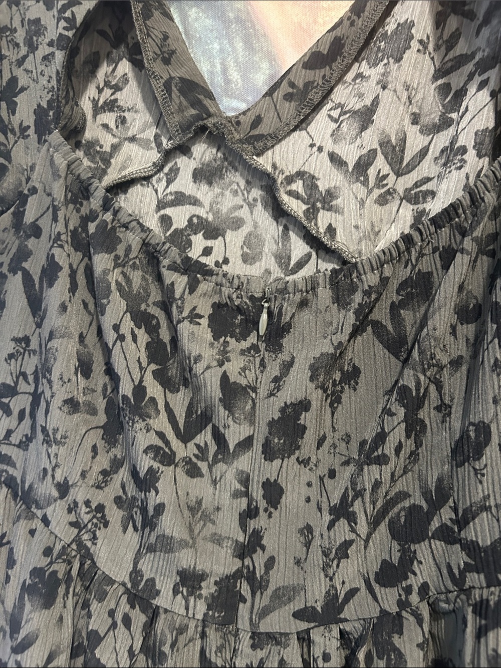 Disturbia Grey Black Floral Midi Dress - Picture 5 of 6